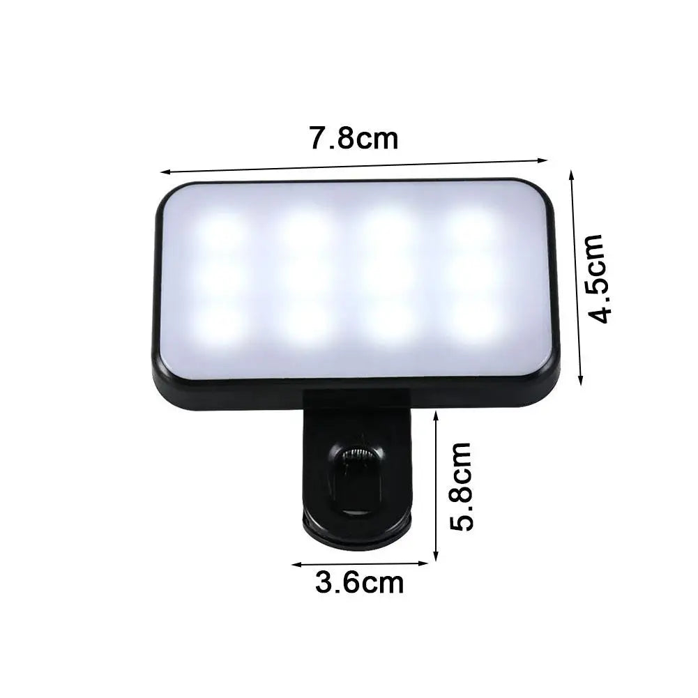 New Portable Mini Selfie Fill Light - 3  Modes,  Adjustable Brightness,  Rechargeable Clip- On For Mobile Phones &  Laptops