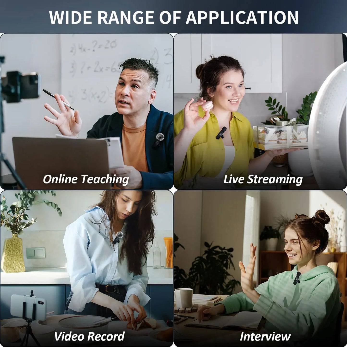 K60 Wireless Lavalier Microphone Mini Audio Video Recording Mic For iPhone,  Android &  Laptop - Perfect for  Live  Streaming,  Vlogging &  Interviews