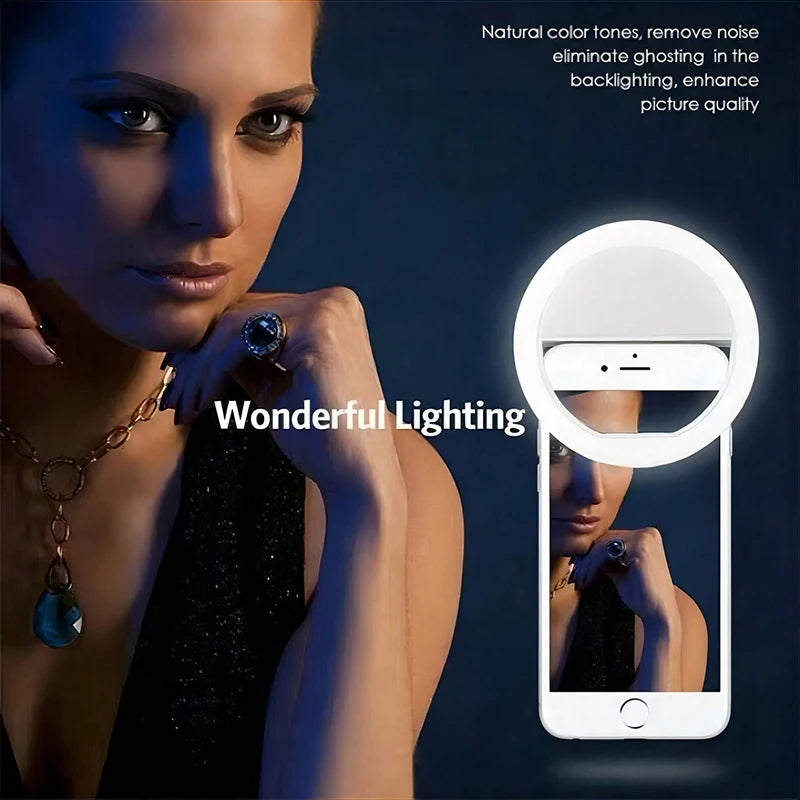 ''Rechargeable Mobile Phone Selfie Light - Adjustable LED Clip On Ring''