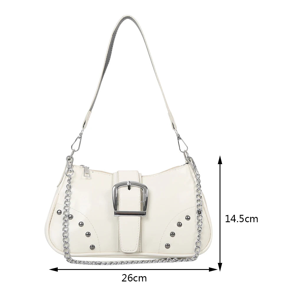 Half Moon Bag Vintage PU Leather Small Shoulder Bag  - Chic Crossbody Handbag