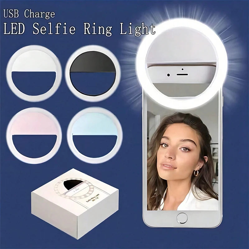 ''Rechargeable Mobile Phone Selfie Light - Adjustable LED Clip On Ring''
