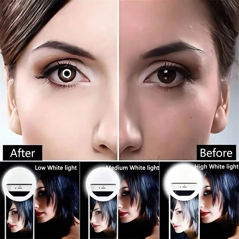 ''Rechargeable Mobile Phone Selfie Light - Adjustable LED Clip On Ring''