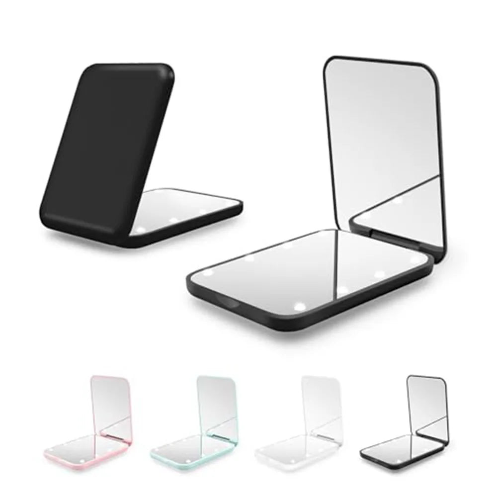 LED Lighted  Mini Compact Mirror - Foldable & Portable