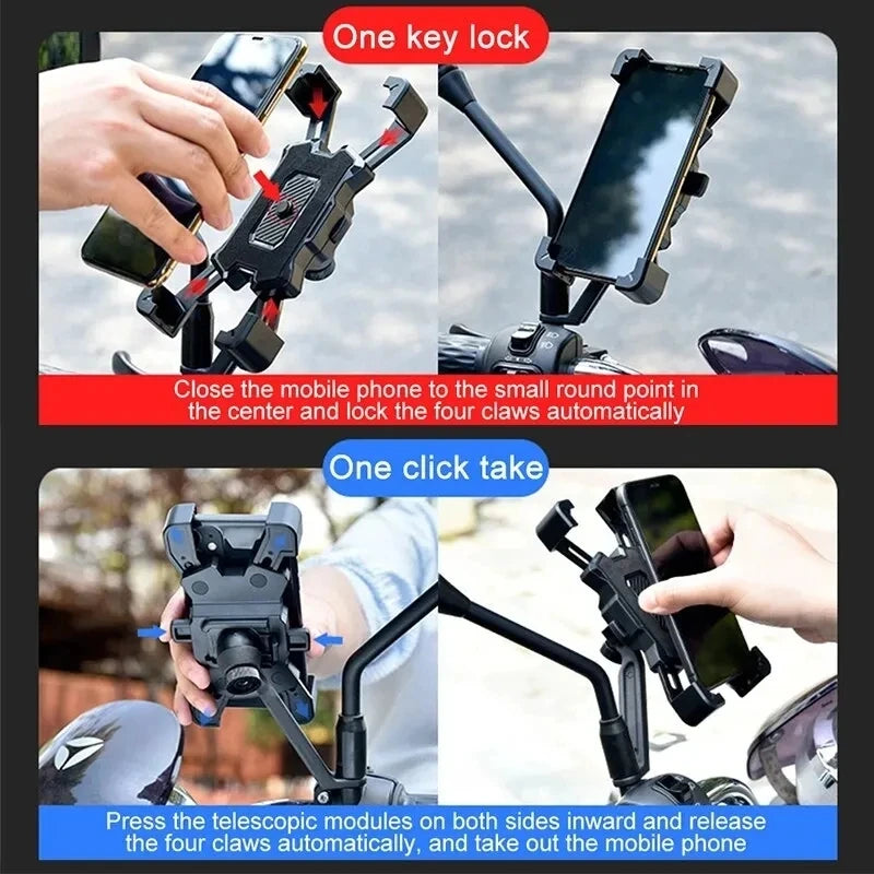 Motorcycles Bicycles Phone Holder 360 Rotation Mobile Phone Navigation Bracket Bike Riding Shockproof For iPhone Xiaomi Samsung