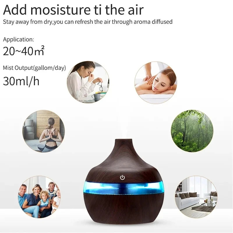 ''300ml  Electric Aroma  Humidifier - Ultrasonic  Essential Oil  Diffuser Cool  Mist  Aromatherapy  For Home''