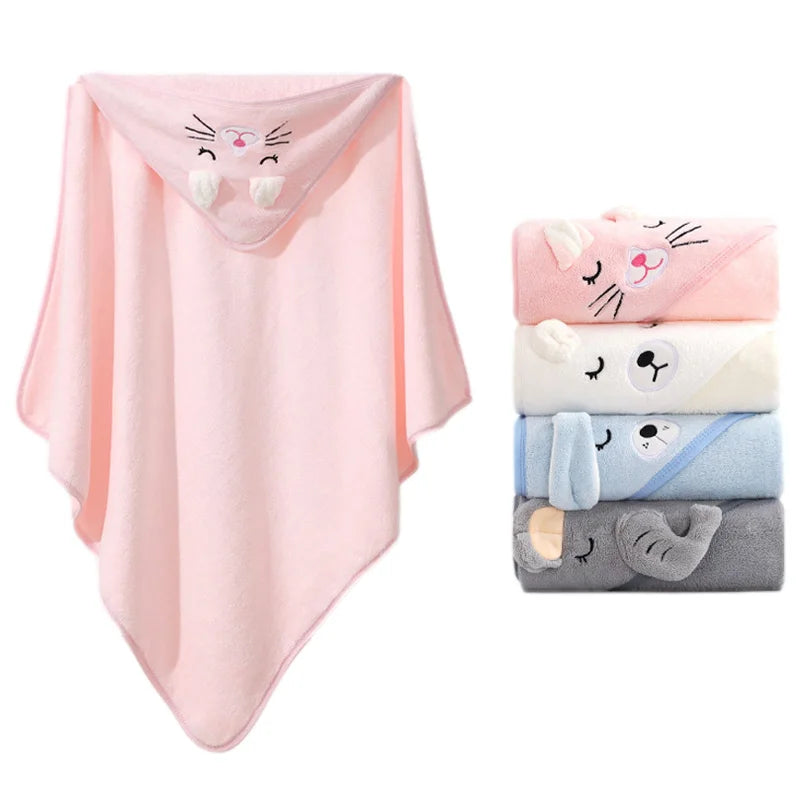 Cartoon Animal Hooded  Baby Bath Towel - Soft Newborn Towel