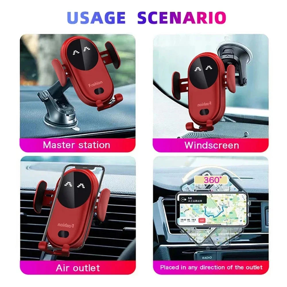 Fashion Qi Fast Wireless Charger Car Phone Holder -   Air Vent Mount