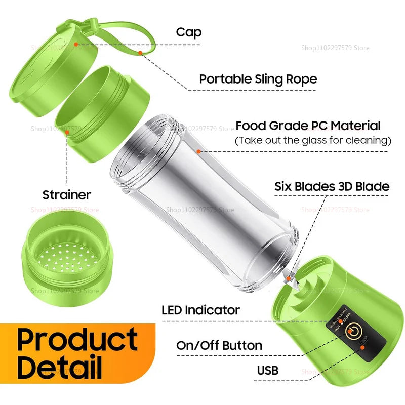 Portable USB Mini Blender - Personal Fruit & Smoothie Juicer